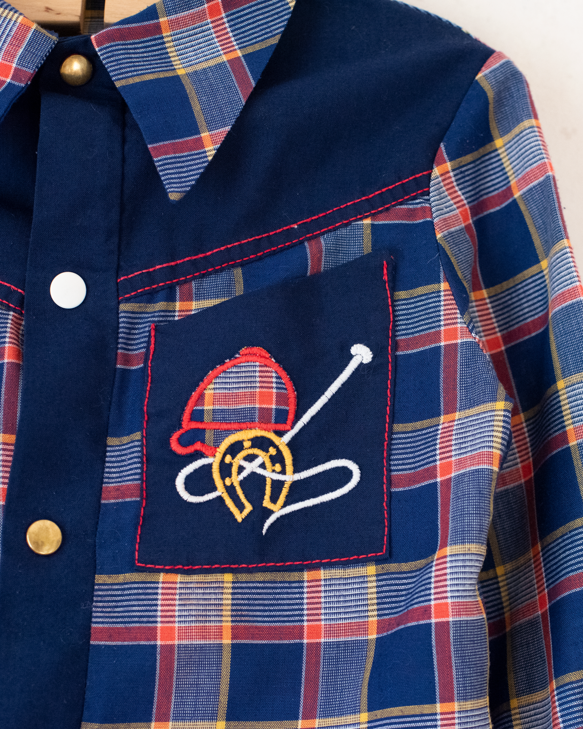 Checked shirt with rider embroidery | 2-3 years