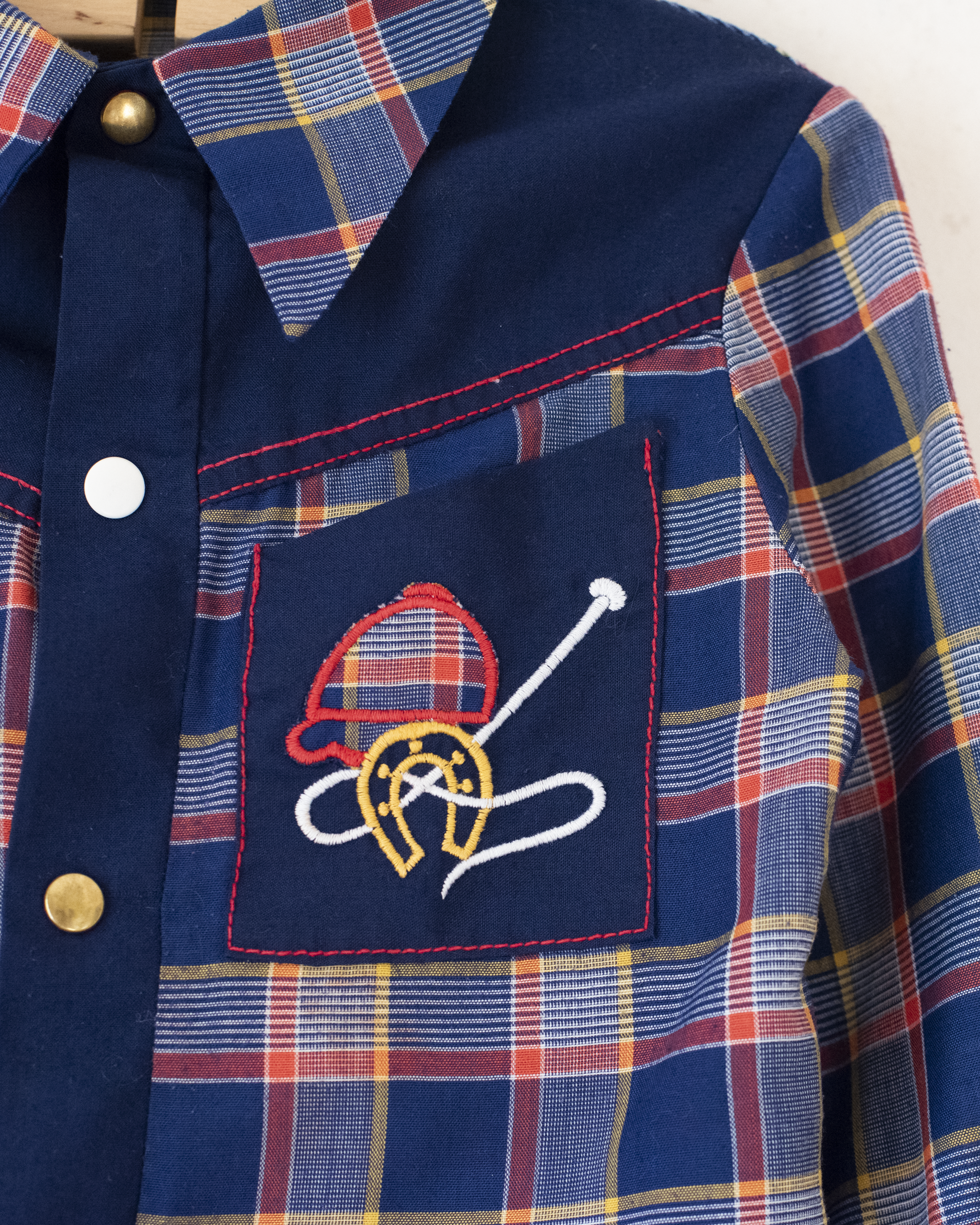 חולצה משובצת עם רקמות של פרש  | 2-3 שנים