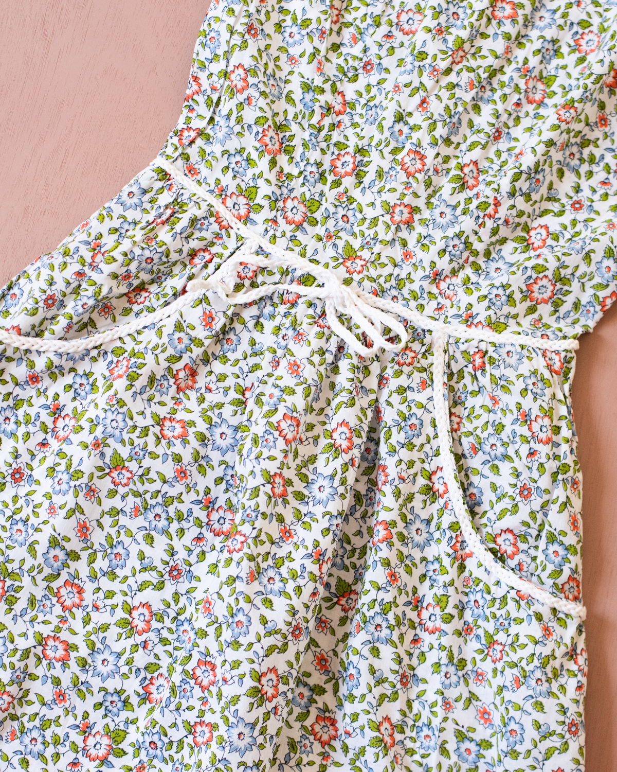 Floral dress with pockets | French deadstock from the 70s | 12-14 years
