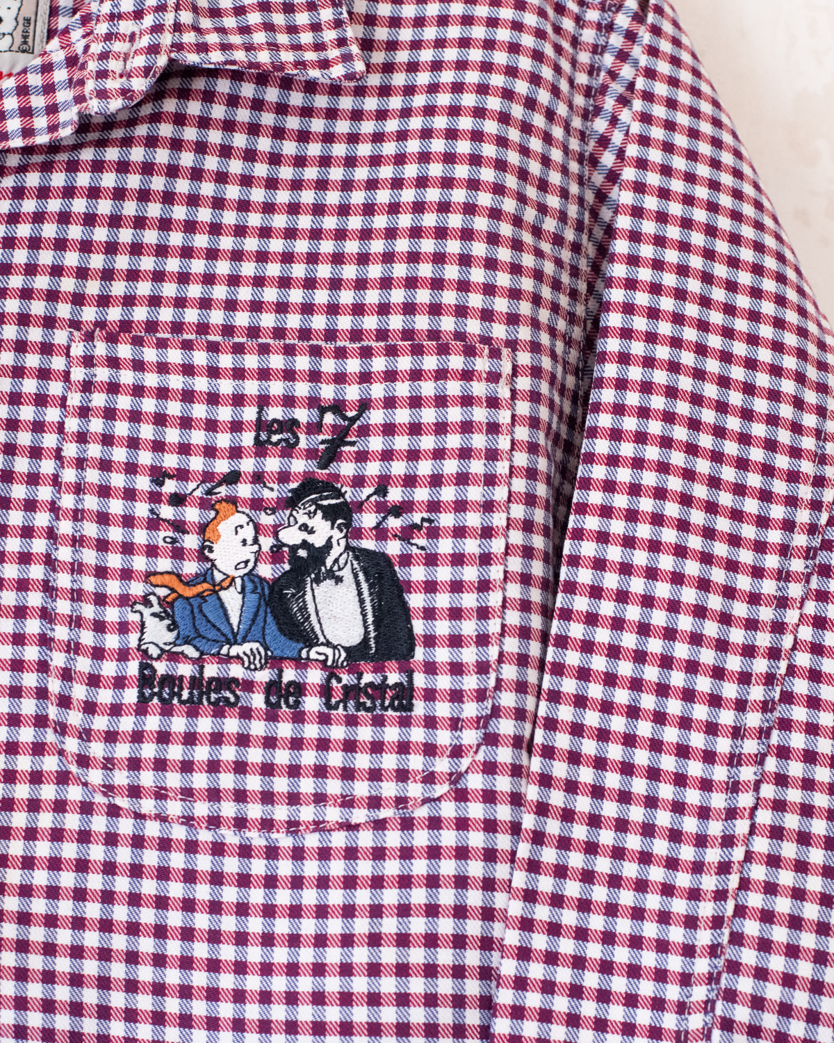 Long plaid shirt with Tintin embroidery | 5-6 years