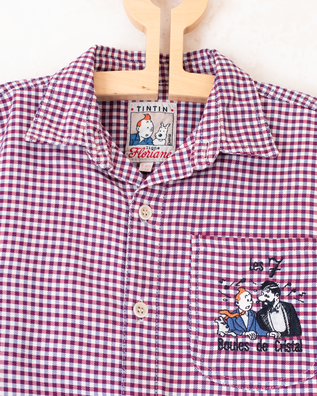 Long plaid shirt with Tintin embroidery | 5-6 years