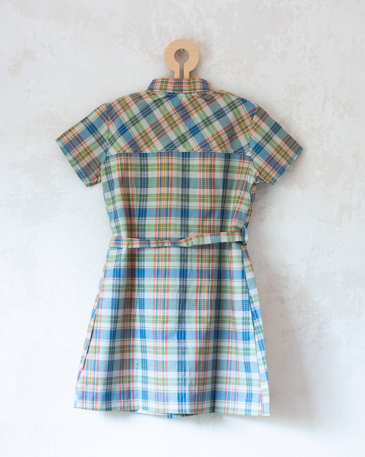 Plaid dress with belt | French deadstock from the 70s | 4-5 years