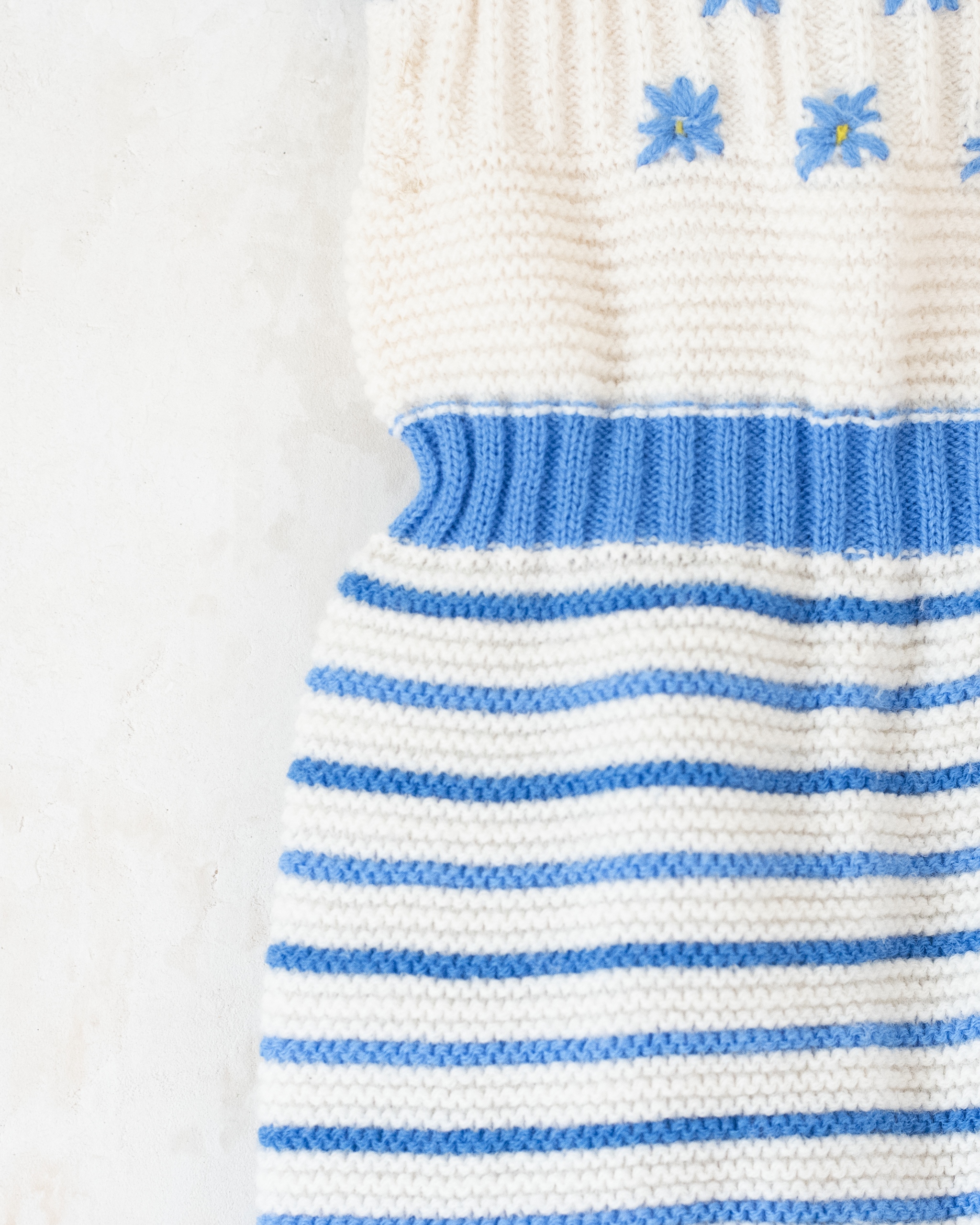 אוברול צמר בתכלת ולבן | 3-6 חודשים