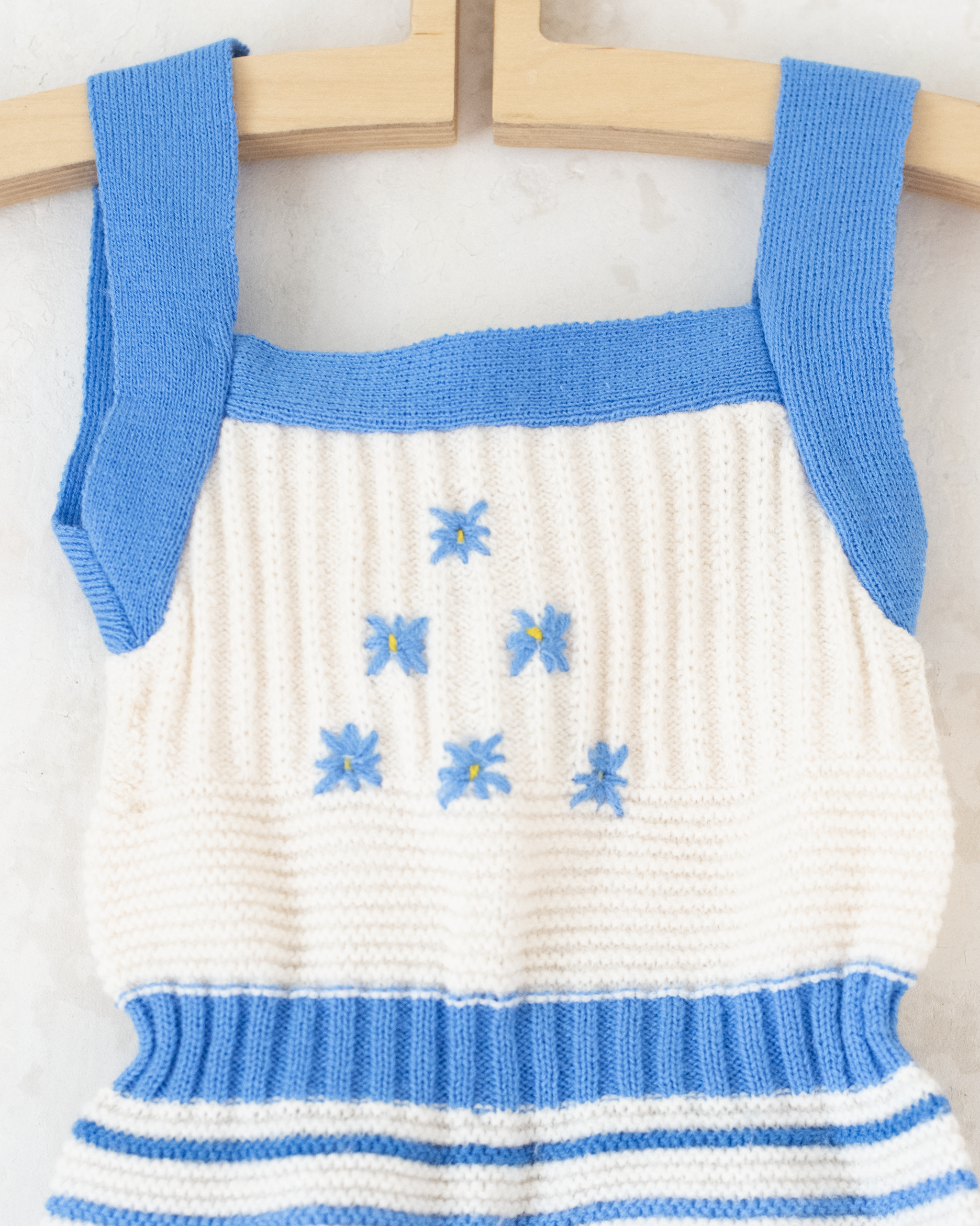 אוברול צמר בתכלת ולבן | 3-6 חודשים