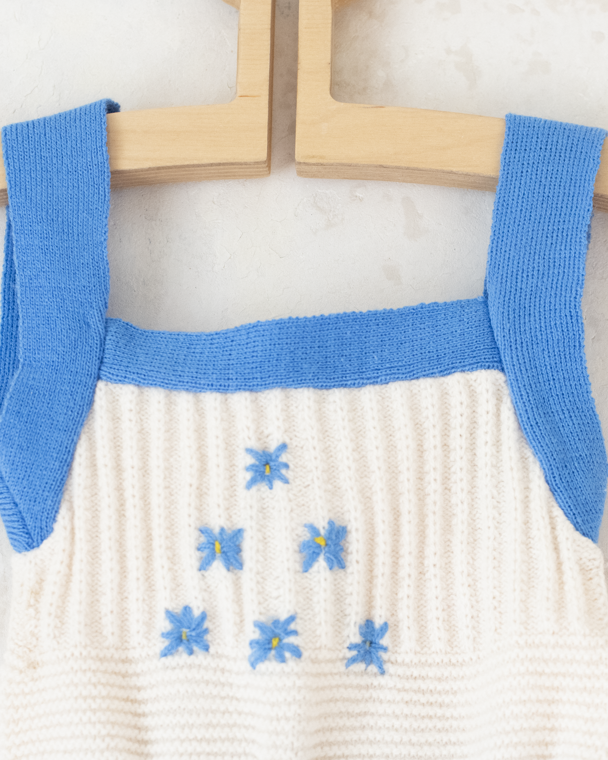 אוברול צמר בתכלת ולבן | 3-6 חודשים