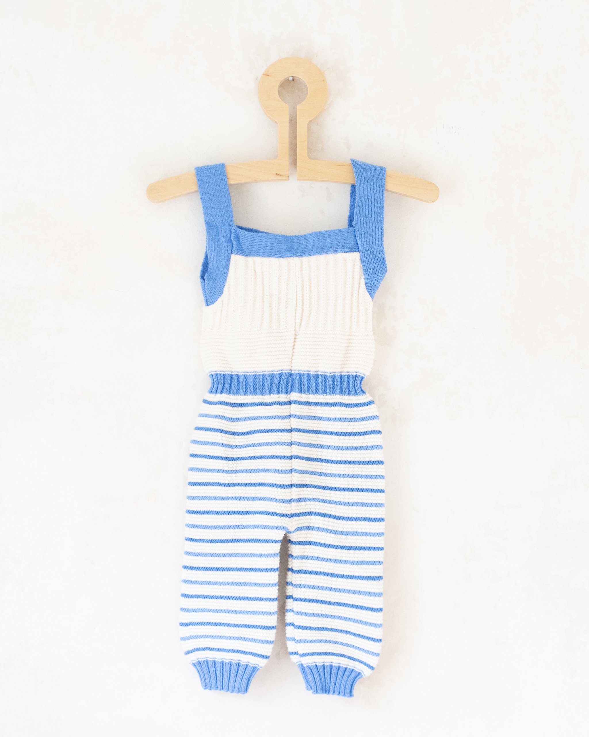 אוברול צמר בתכלת ולבן | 3-6 חודשים