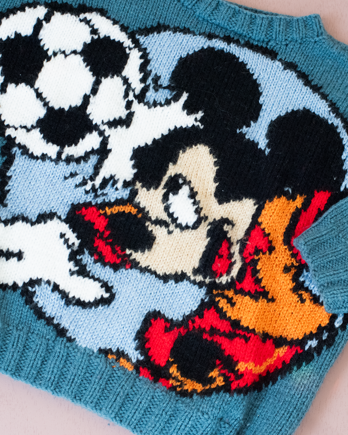 Blue wool sweater with Mickey Mouse and football | 5-6 years