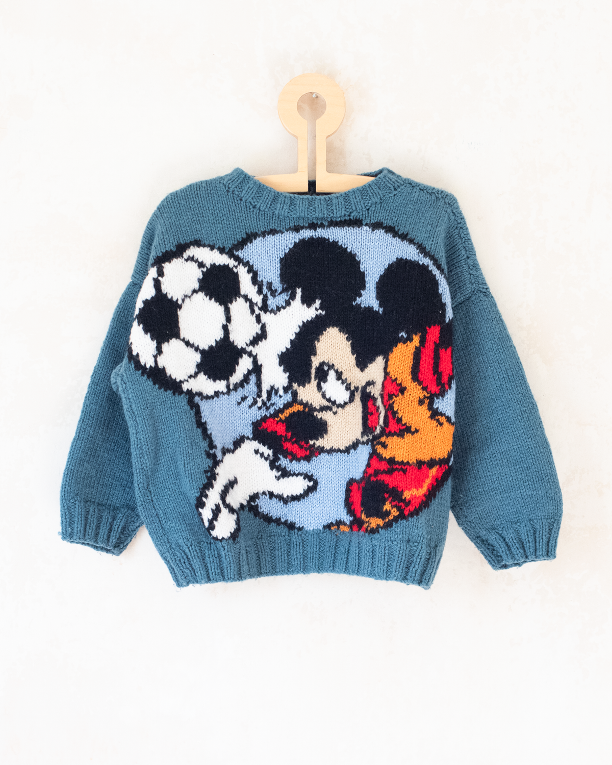 Blue wool sweater with Mickey Mouse and football | 5-6 years