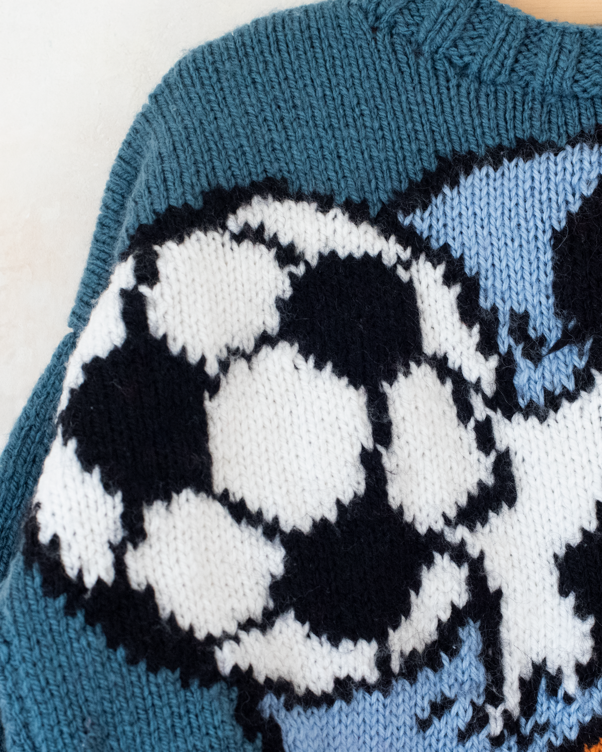 Blue wool sweater with Mickey Mouse and football | 5-6 years