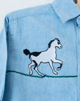חולצת ג׳ינס עם סוסים רקומים | 2-3 שנים