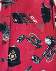 חולצה אדומה עם הדפסי כובעים וכלבים | 5-6 שנים
