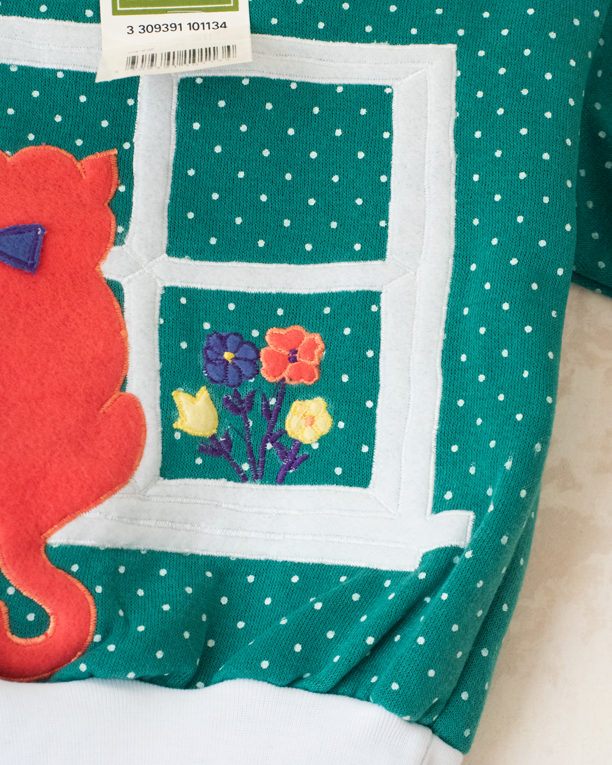 Polka Dot Sweatshirt with Cat | French Deadstock | 12-18 Months