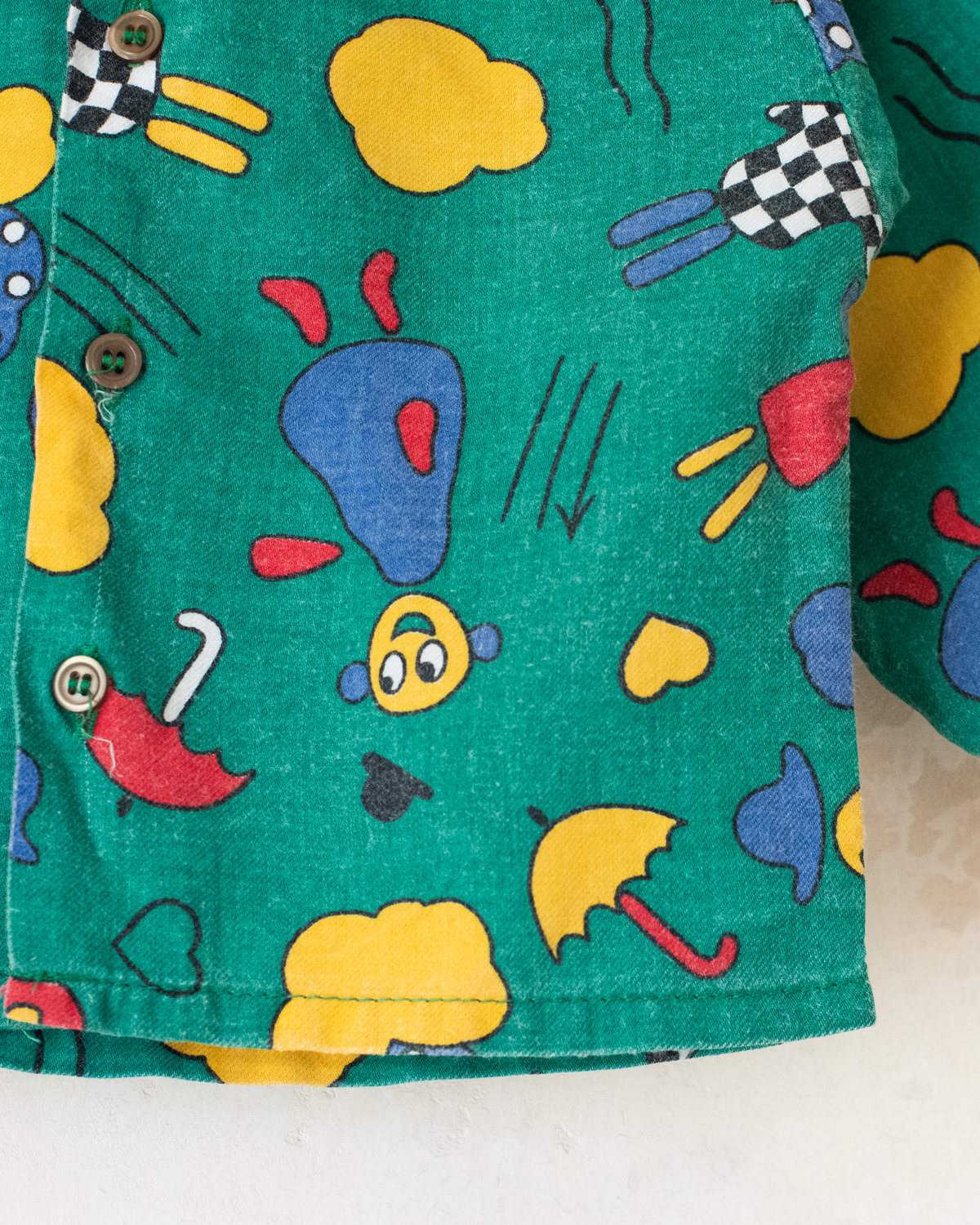 Green shirt with clouds and smiley | 9-12 months