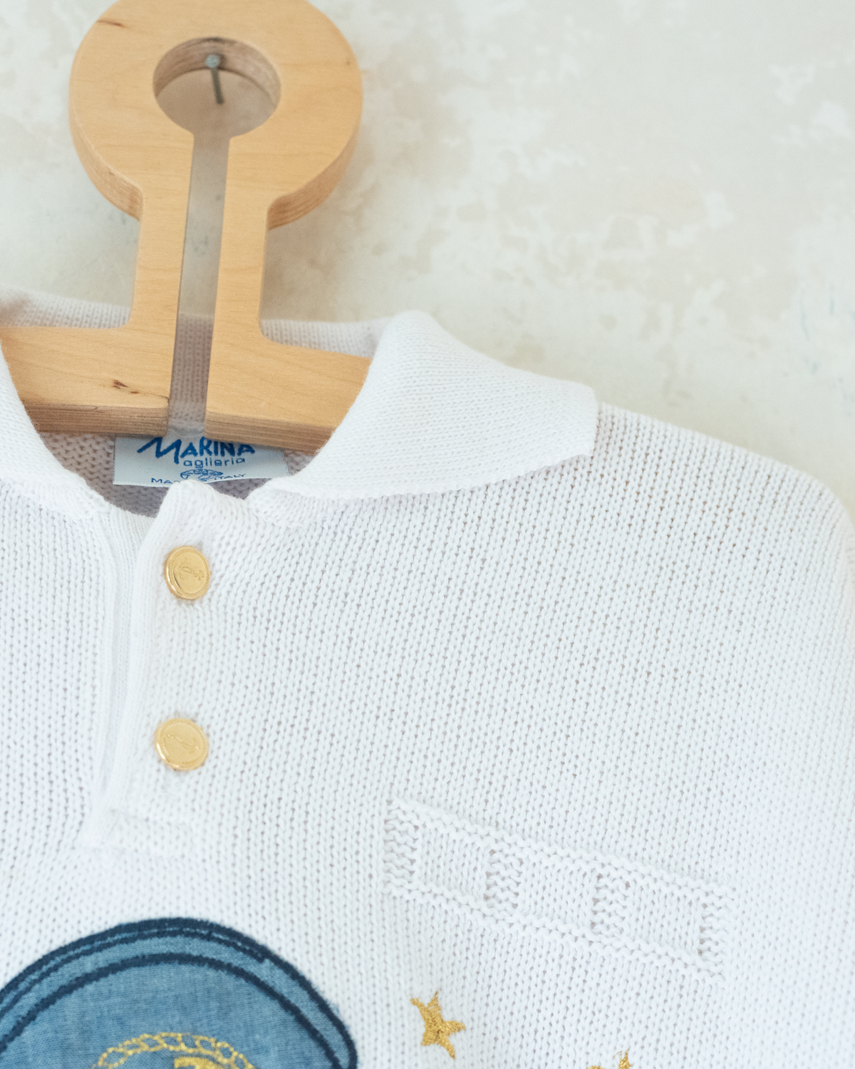 White polo sweater with sailor hat | Italian dead stock | 5-6 years