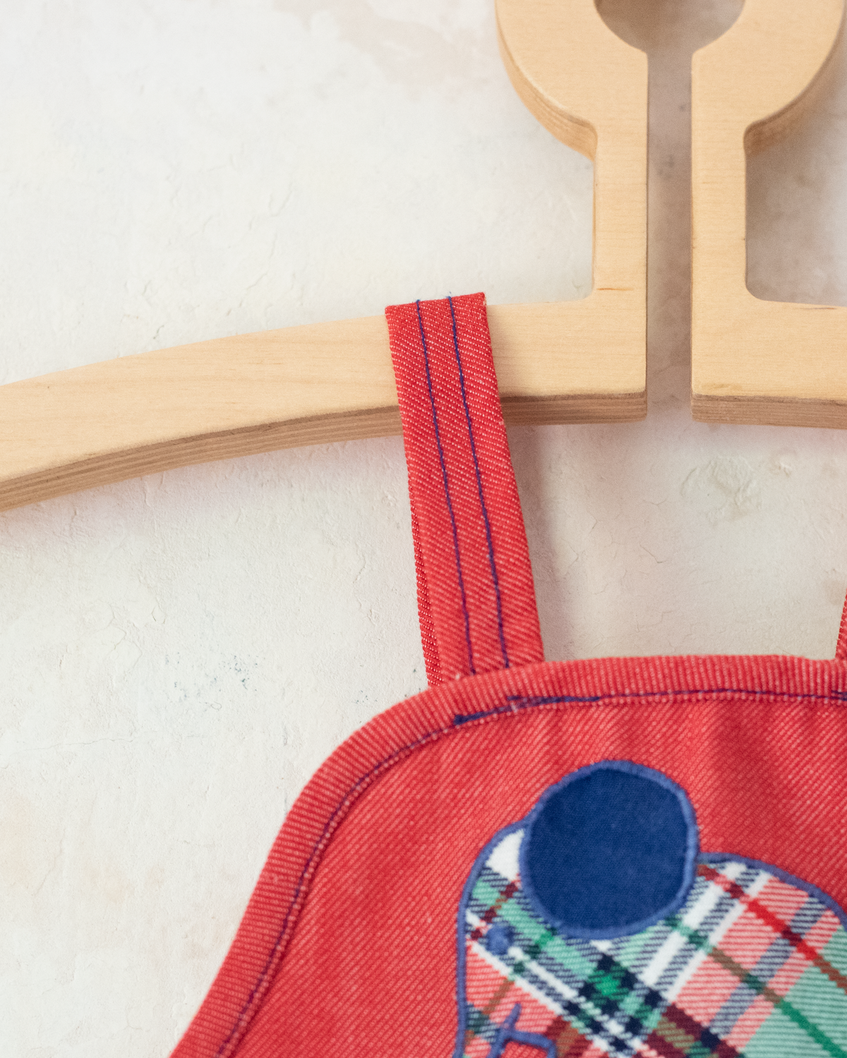 Plaid overalls with embroidered elephant | 3-6 months