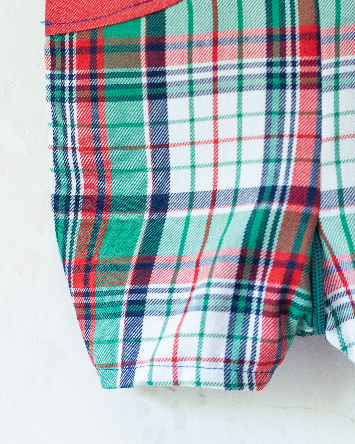 Plaid overalls with embroidered elephant | 3-6 months