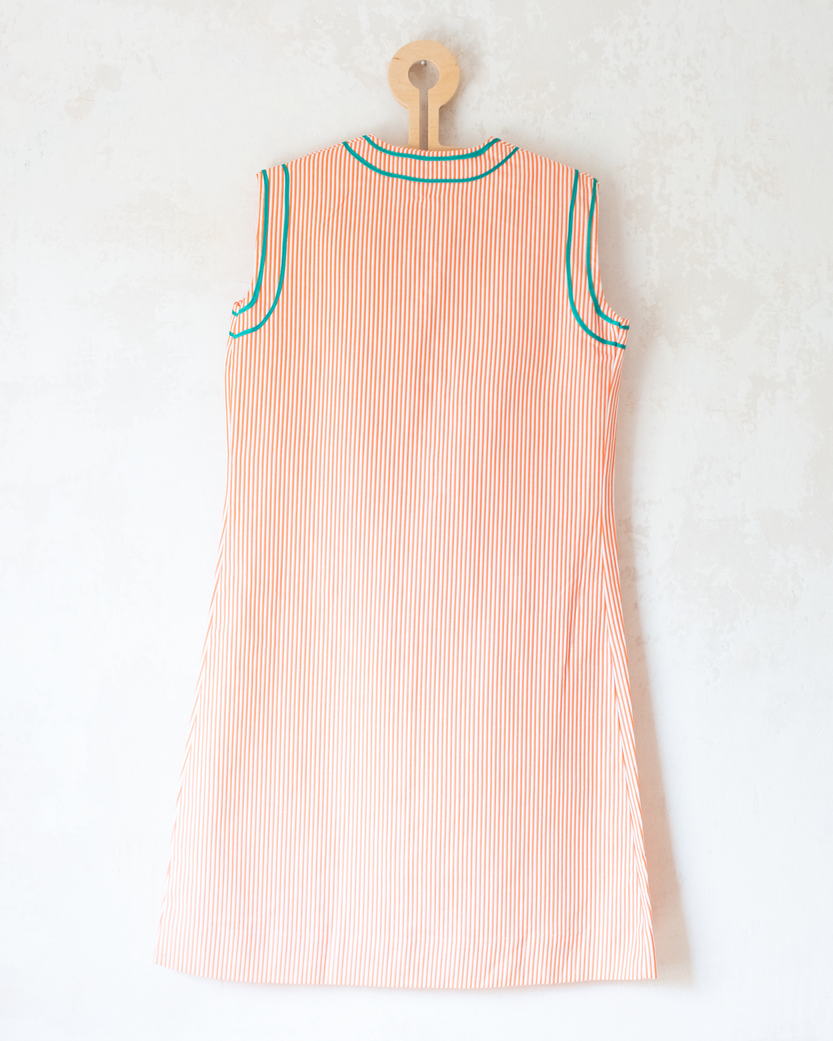 Orange and white striped dress with green combination | Parisian Deadstock | 9-10 years