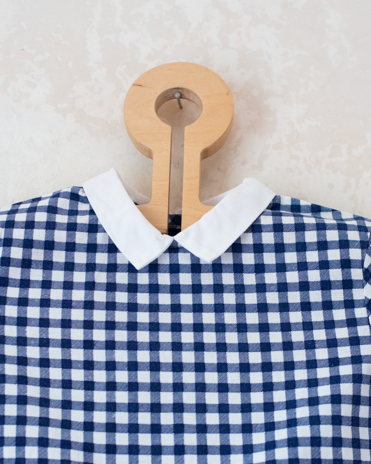 Blue and white plaid shirt with embroidered sailboats | 9-12 months