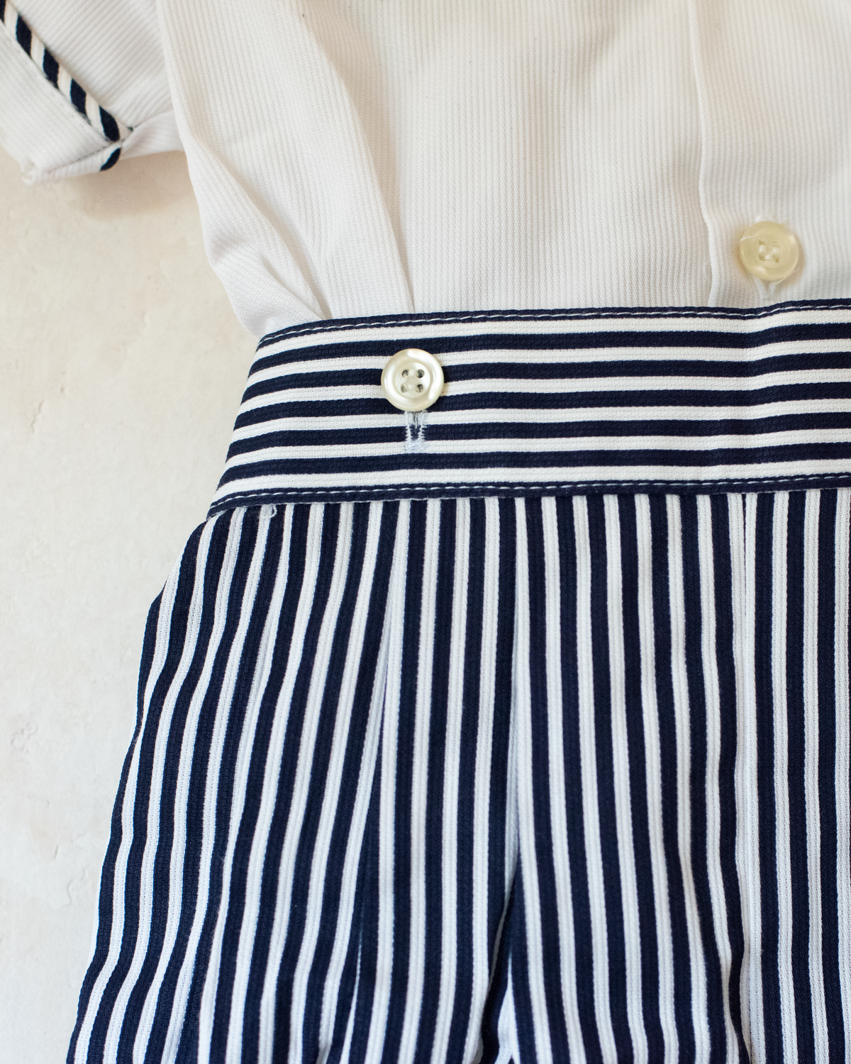 Sailor set with embroidered boats | 6-9 months