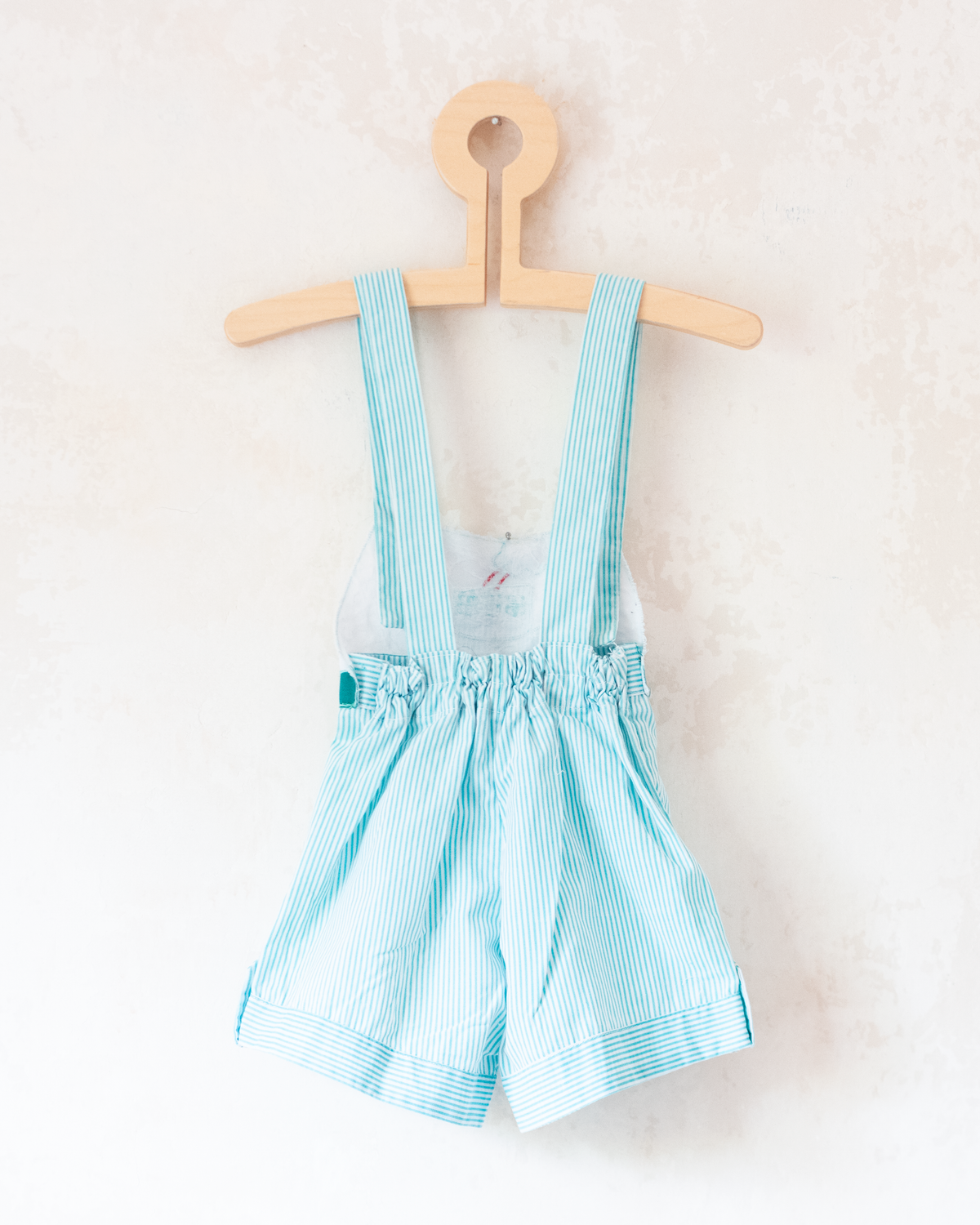 Striped overalls and embroidered ship | 9-12 months