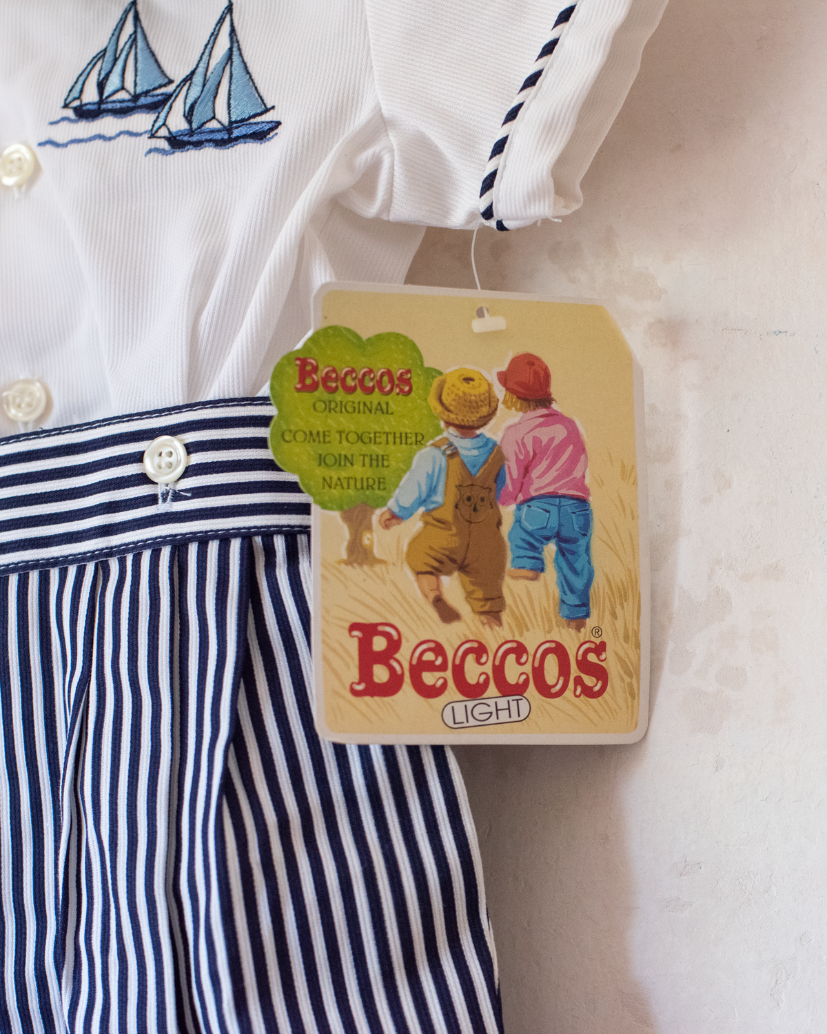 Sailor set with embroidered boats | 6-9 months