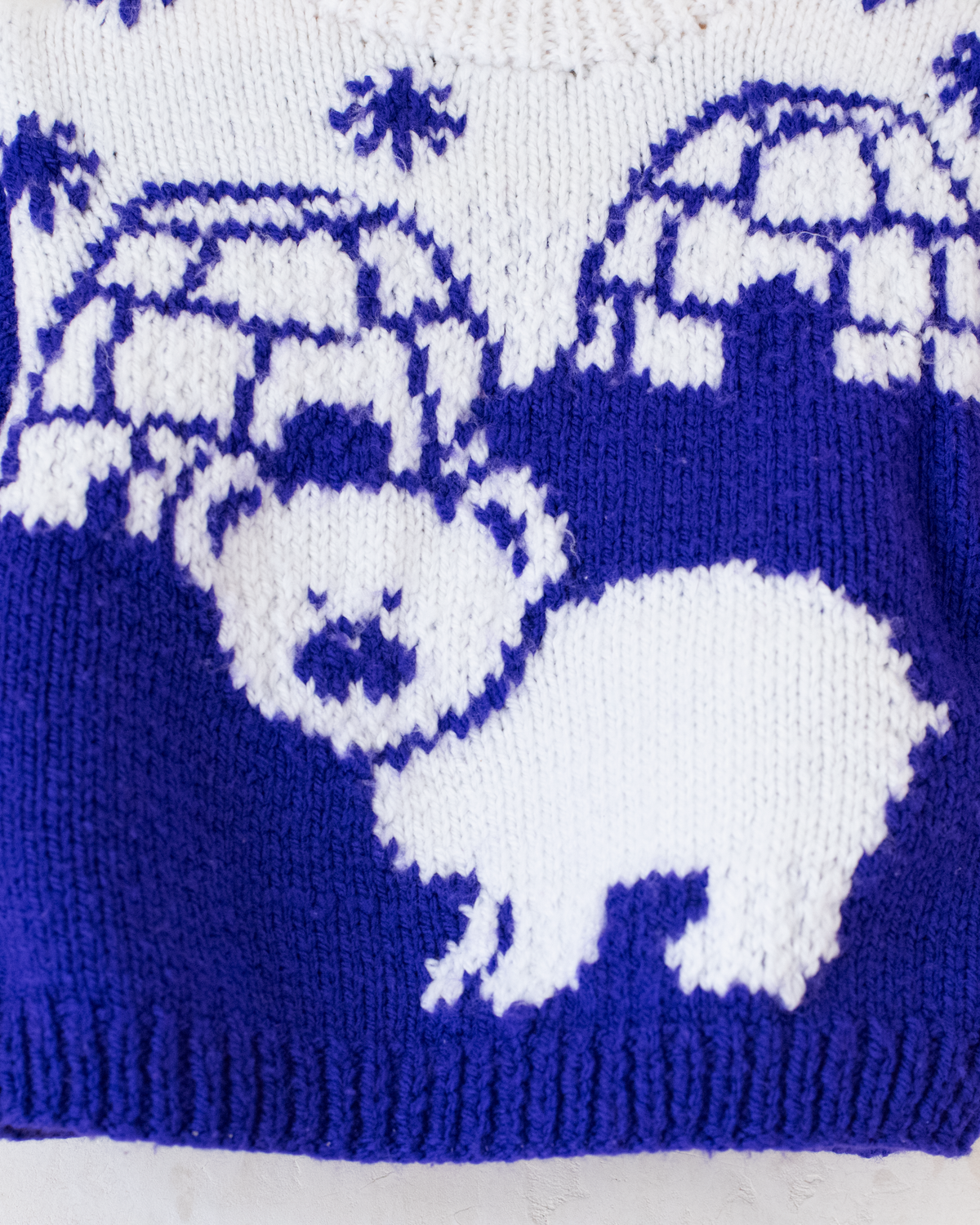 Purple wool sweater with bear and igloo | 3-6 months