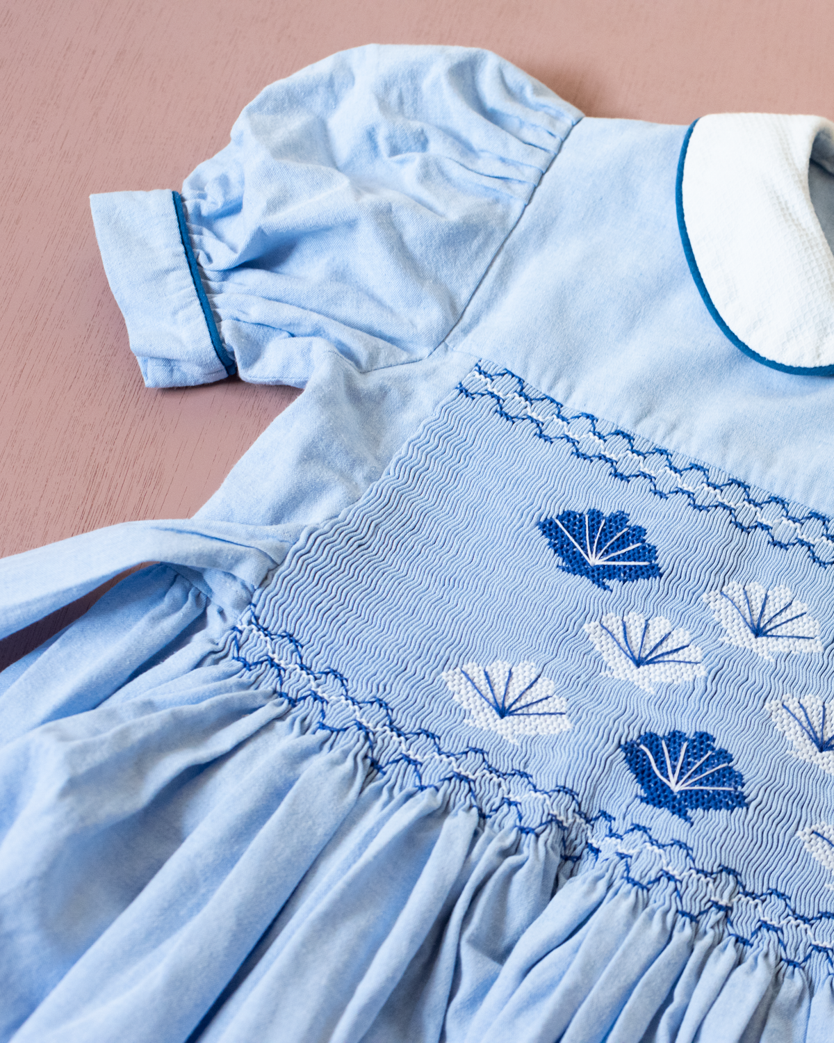Light blue dress with scallop embroidery | 8-9 years
