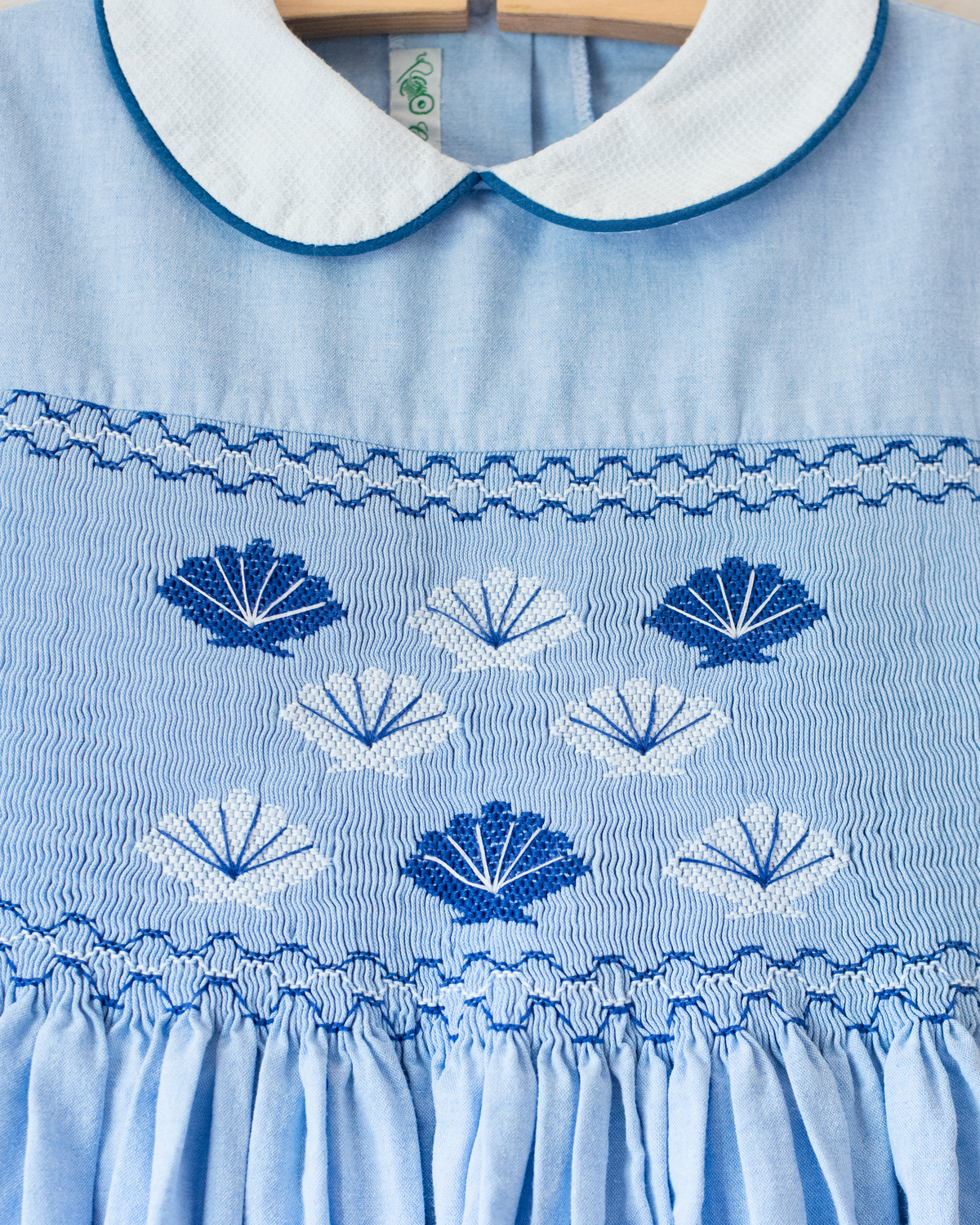 Light blue dress with scallop embroidery | 8-9 years