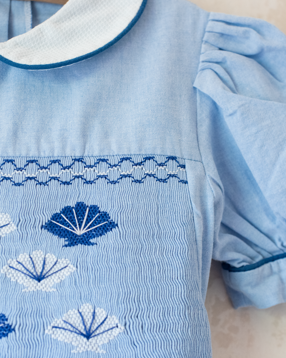 Light blue dress with scallop embroidery | 8-9 years