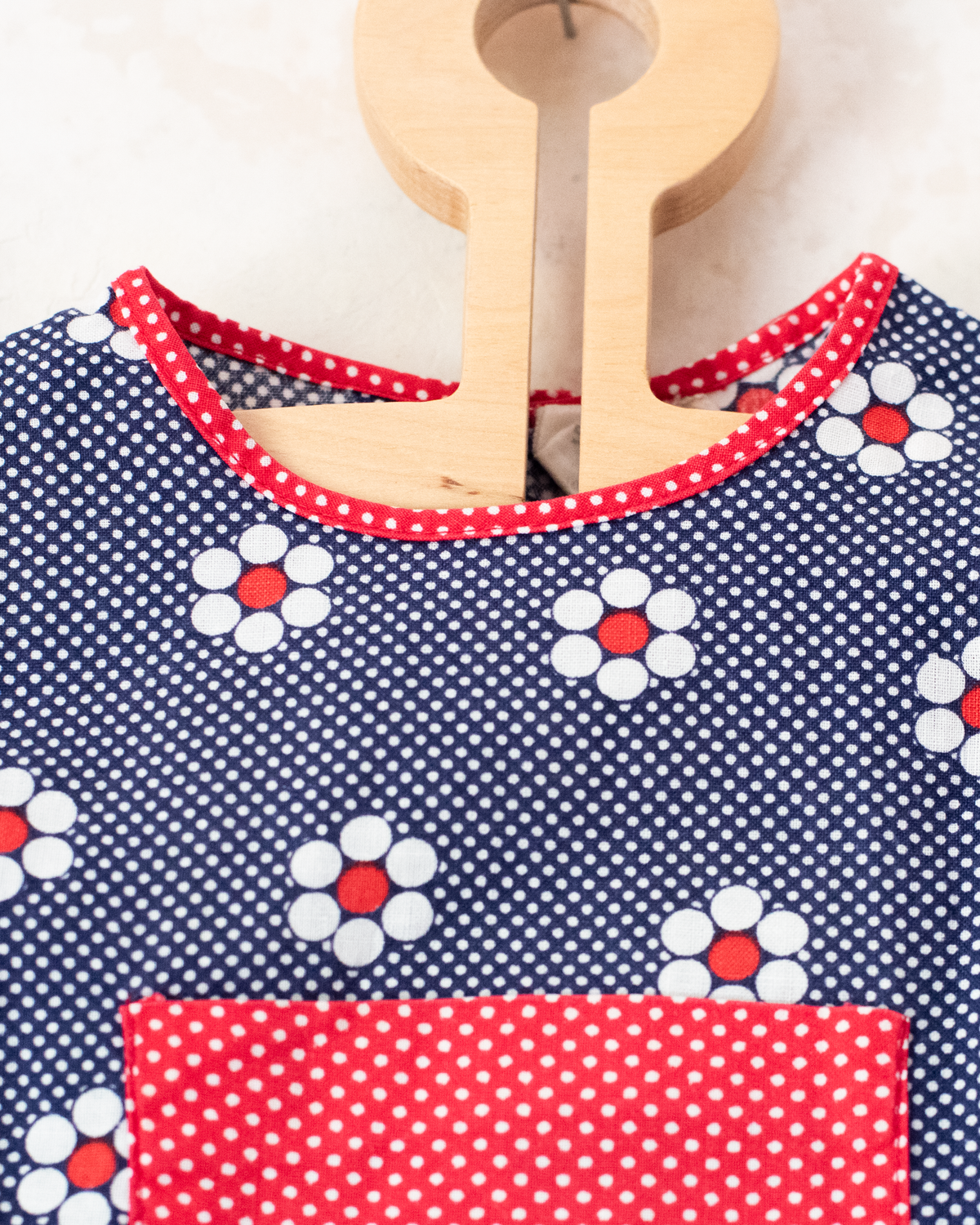 Polka Dot Dress with Seventies Flowers | 12-18 Months