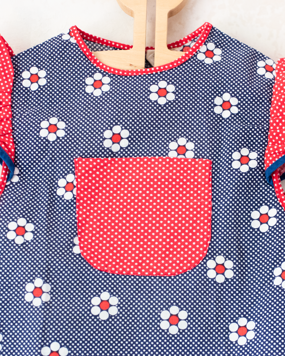 Polka Dot Dress with Seventies Flowers | 12-18 Months