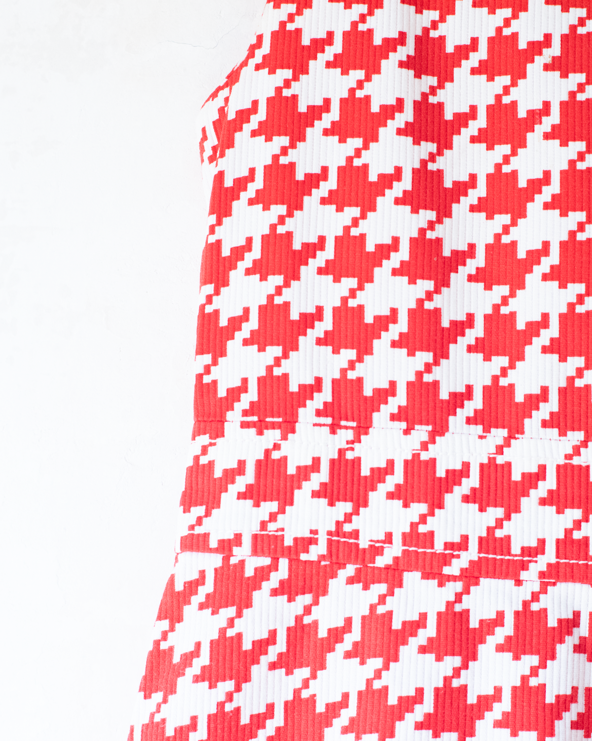 Pepita dress, red, white and flowers | 6-7 years