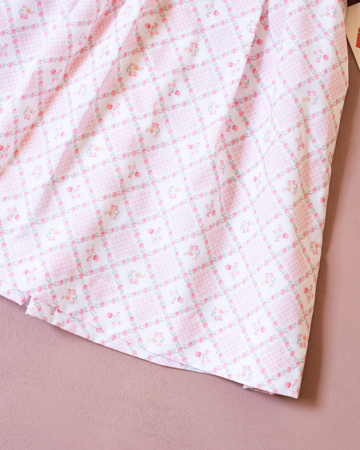 Pink floral and checkered dress | Deadstock from Spain | 18-24 months
