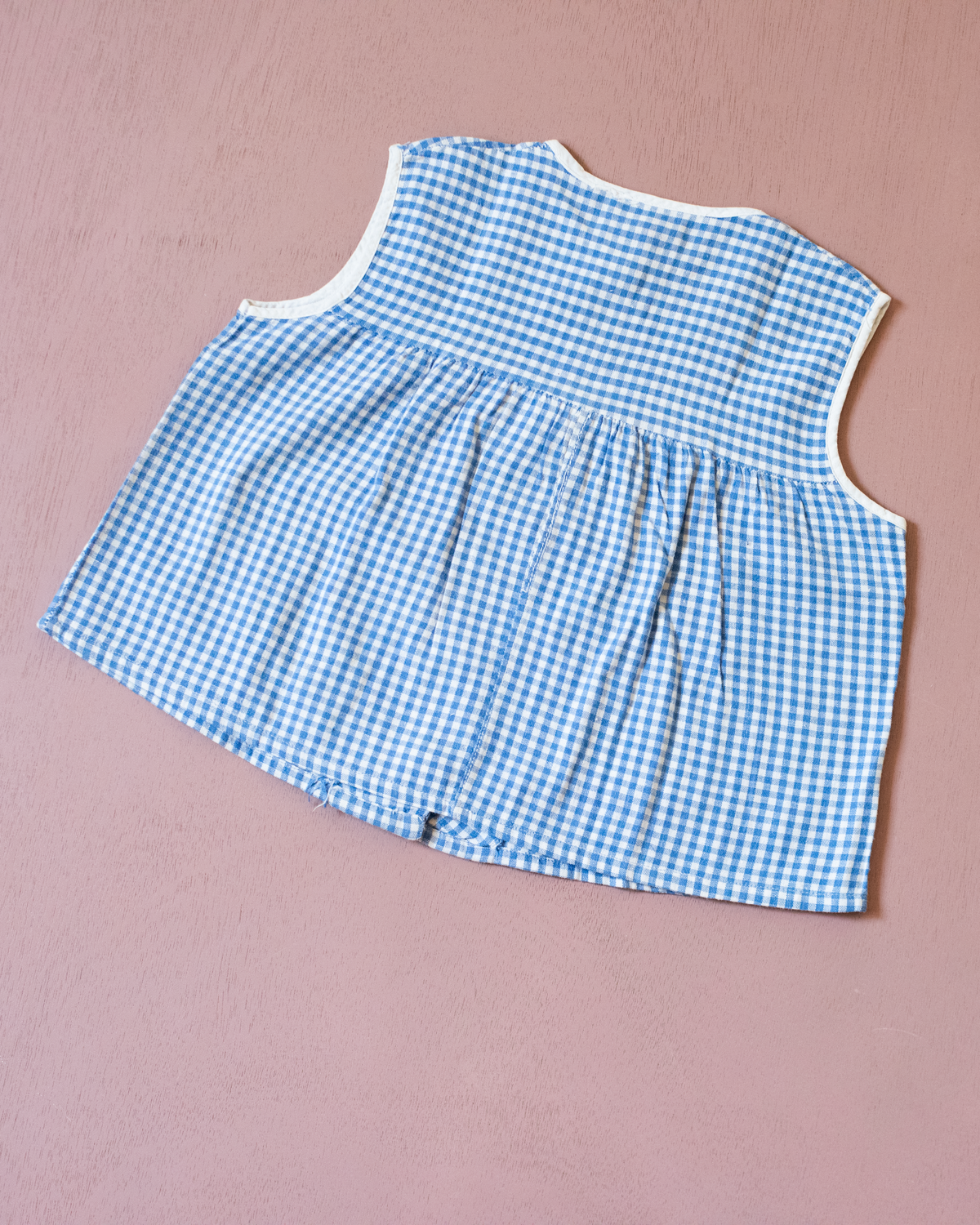 French blue and white checkered tank top | 6-12 months
