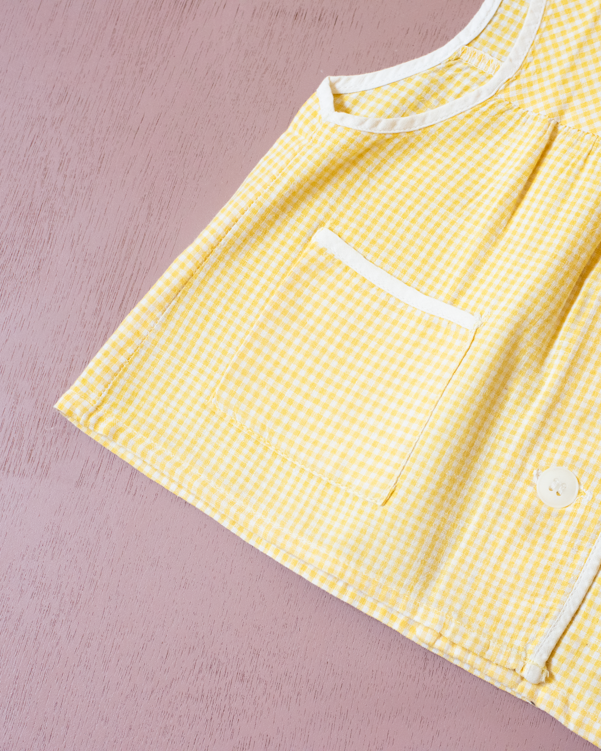 French yellow and white checkered tank top | 9-18 months