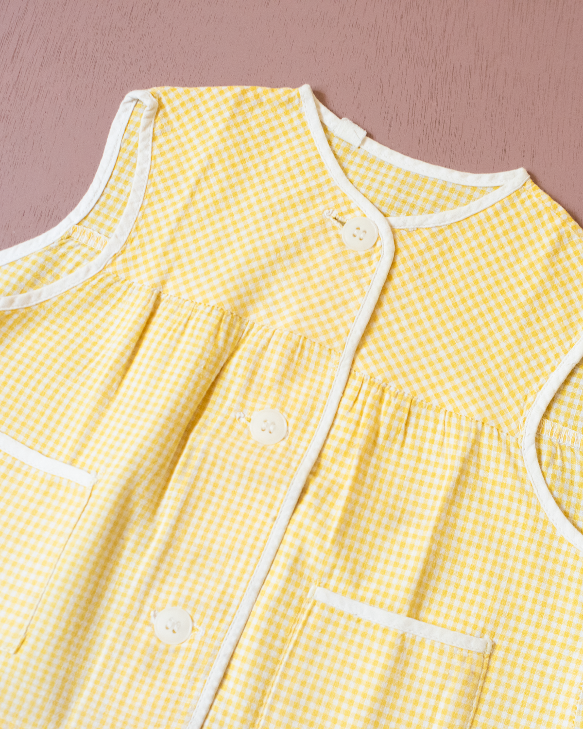 French yellow and white checkered tank top | 9-18 months