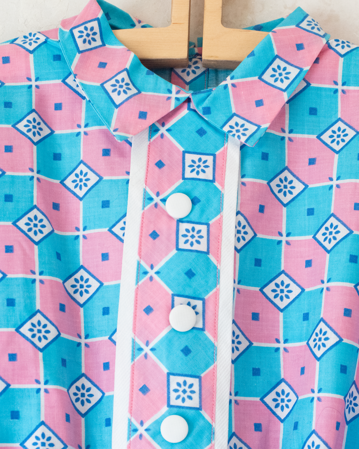 Check and diamond dress | French deadstock from the 70s | 8-10 years