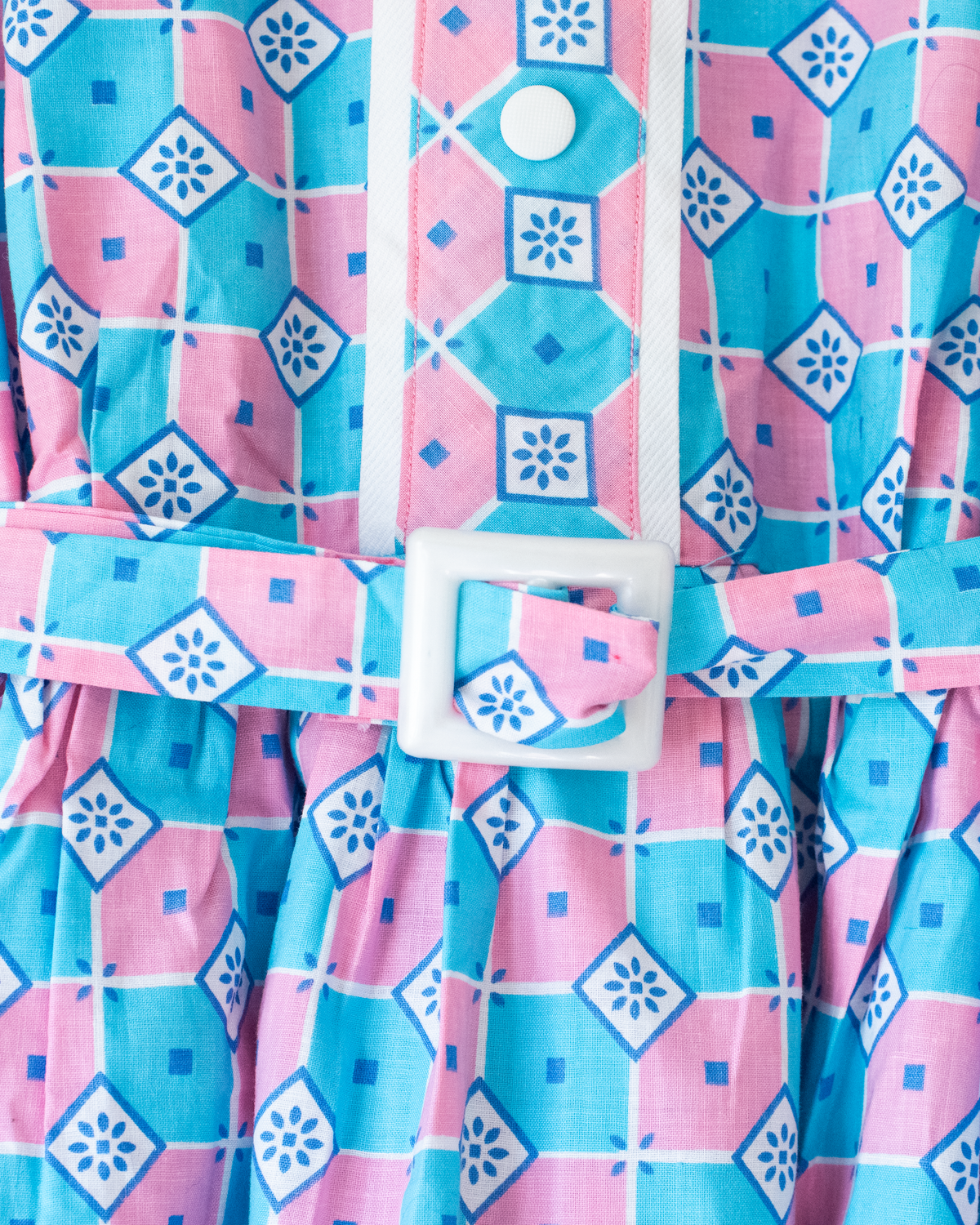 Check and diamond dress | French deadstock from the 70s | 8-10 years