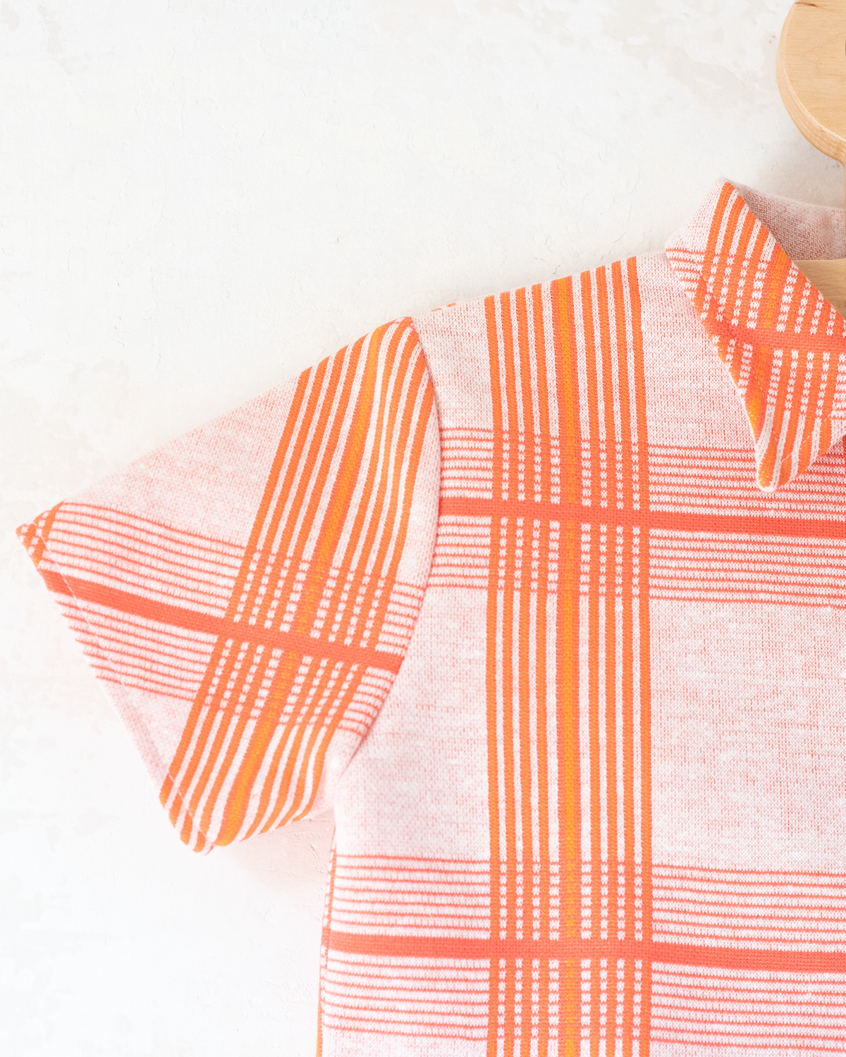 Orange Checkered Dress | French Deadstock from the Seventies | 4-5 Years