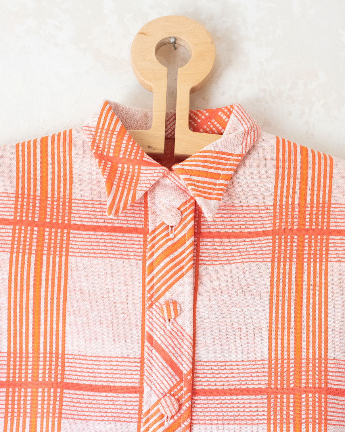 Orange Checkered Dress | French Deadstock from the Seventies | 4-5 Years