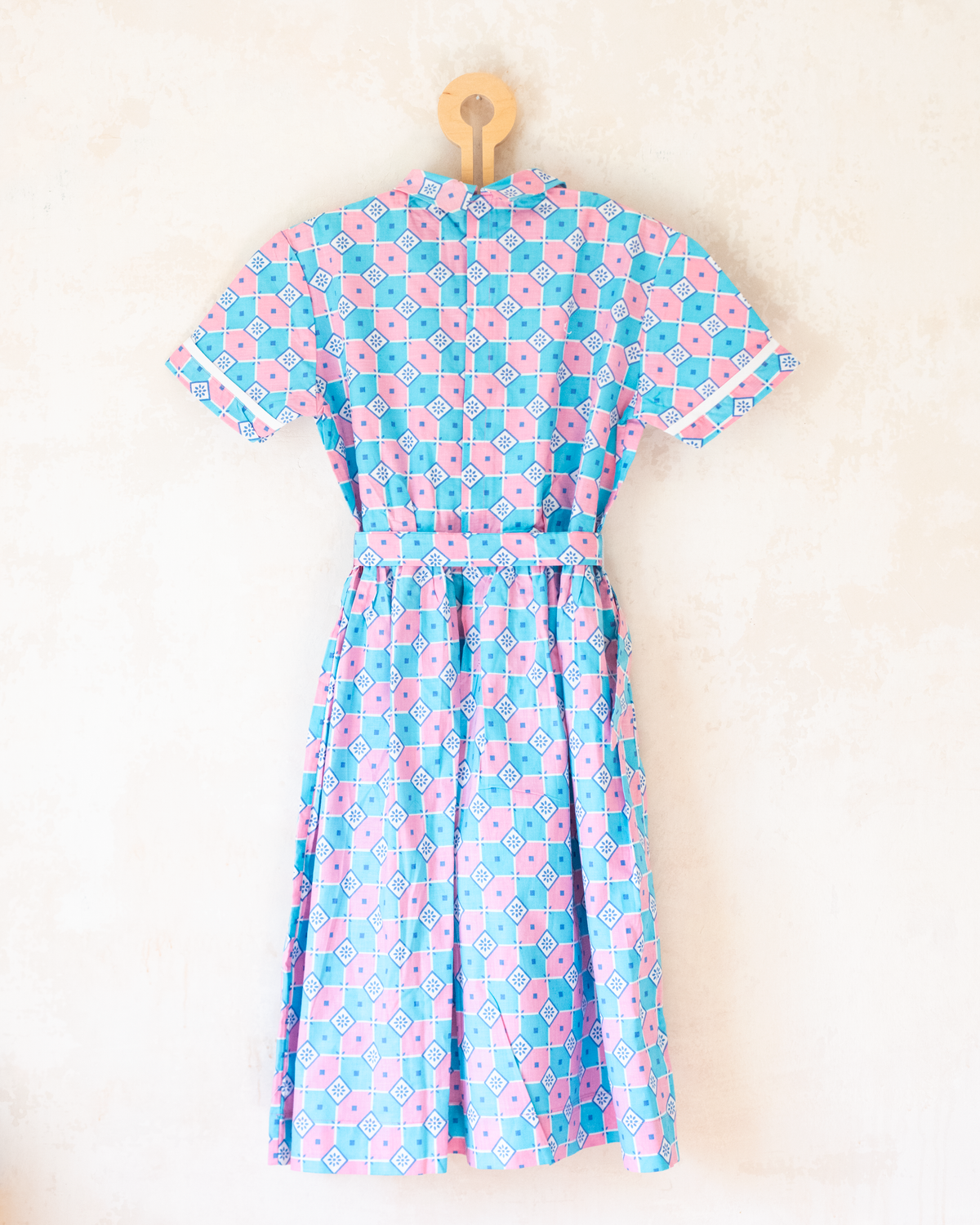Check and diamond dress | French deadstock from the 70s | 8-10 years