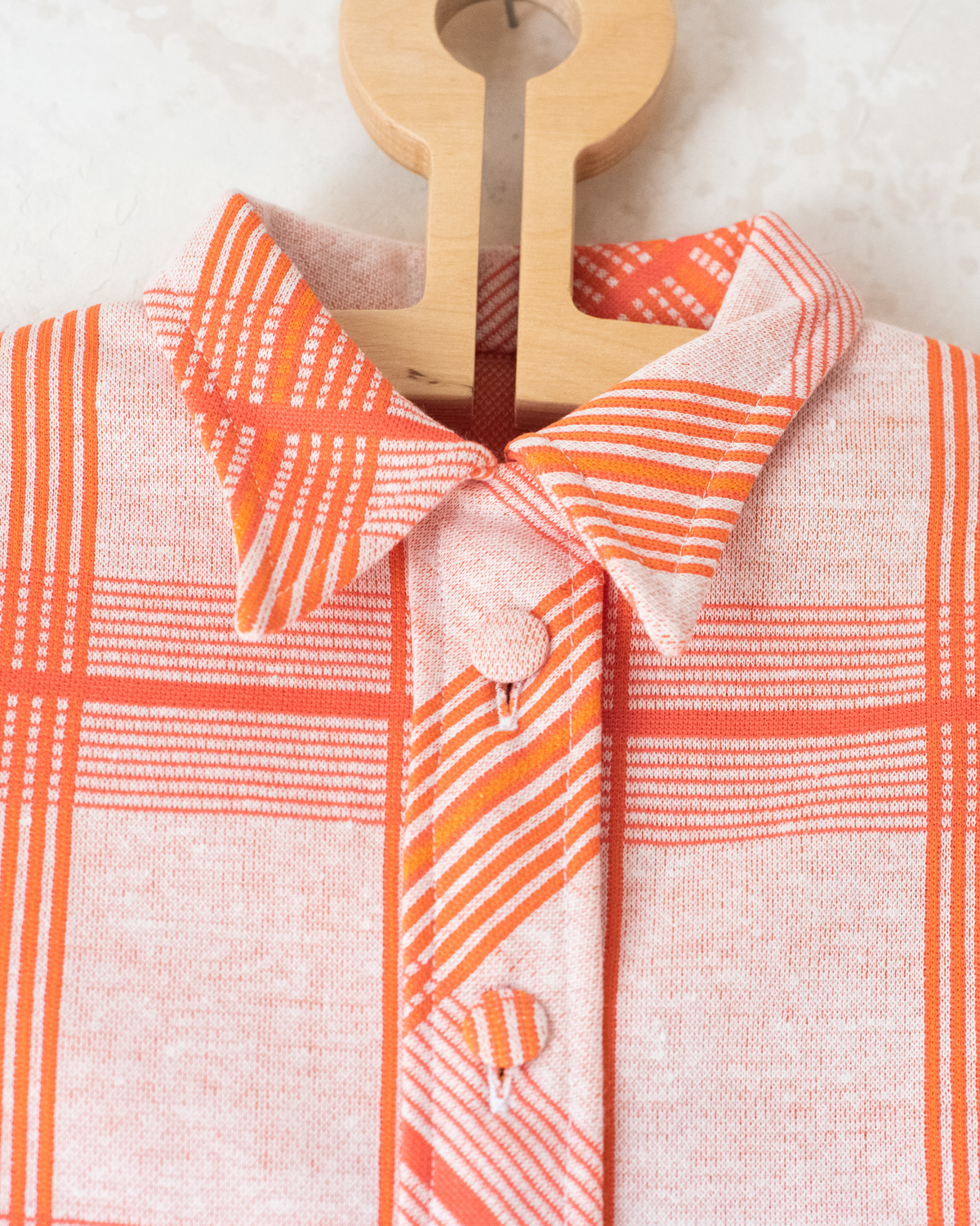 Orange Checkered Dress | French Deadstock from the Seventies | 4-5 Years