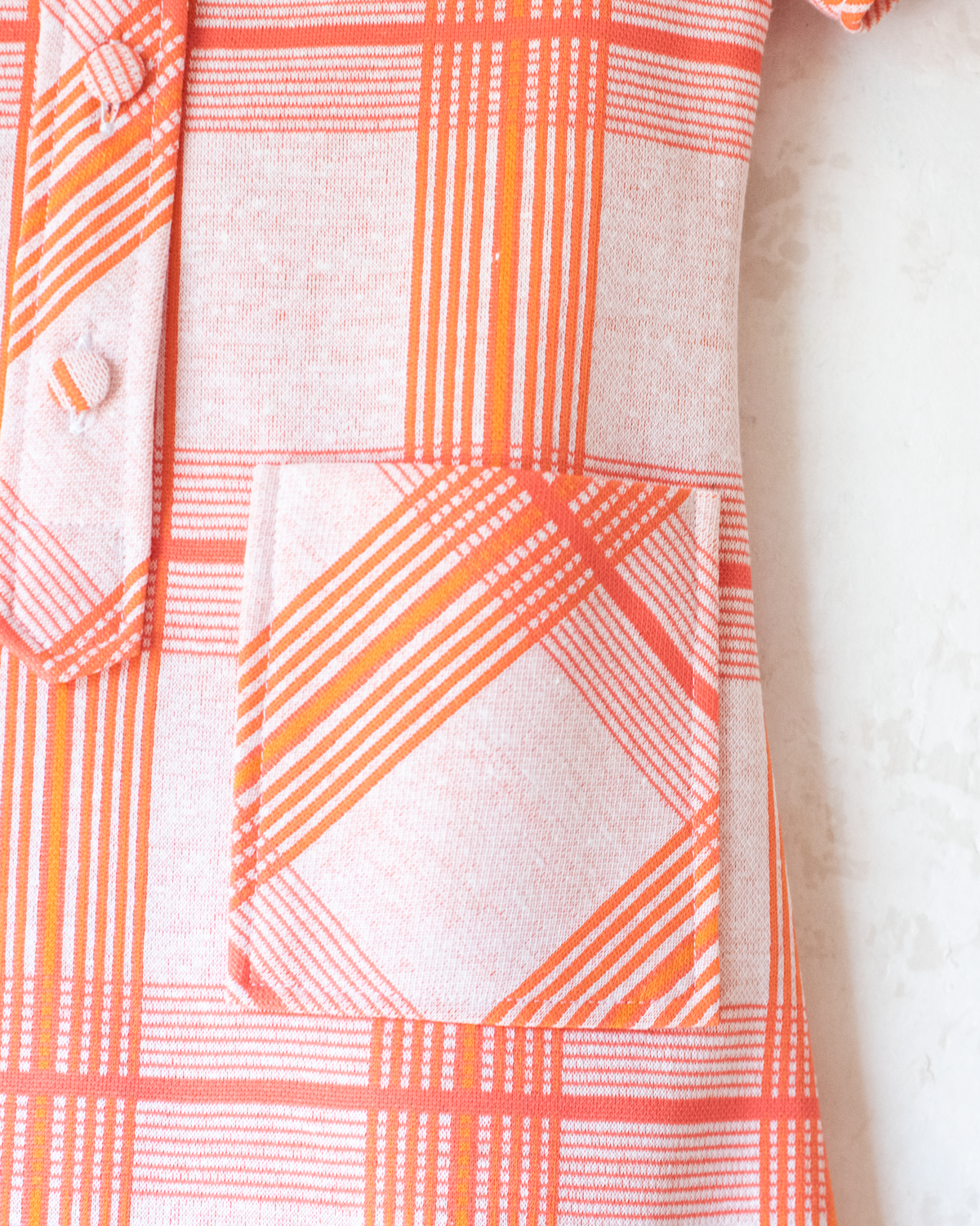 Orange Checkered Dress | French Deadstock from the Seventies | 4-5 Years