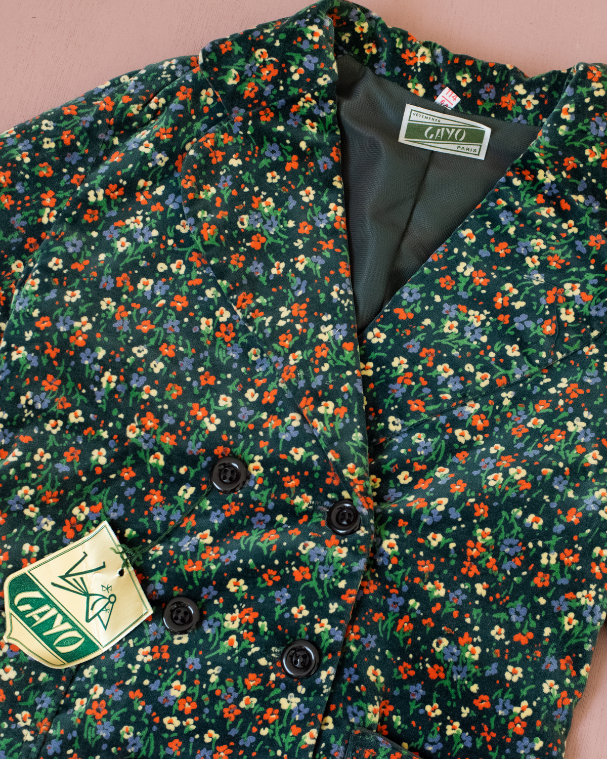 Floral velvet set | Belgian dead stock from the 70s | 5-6 years