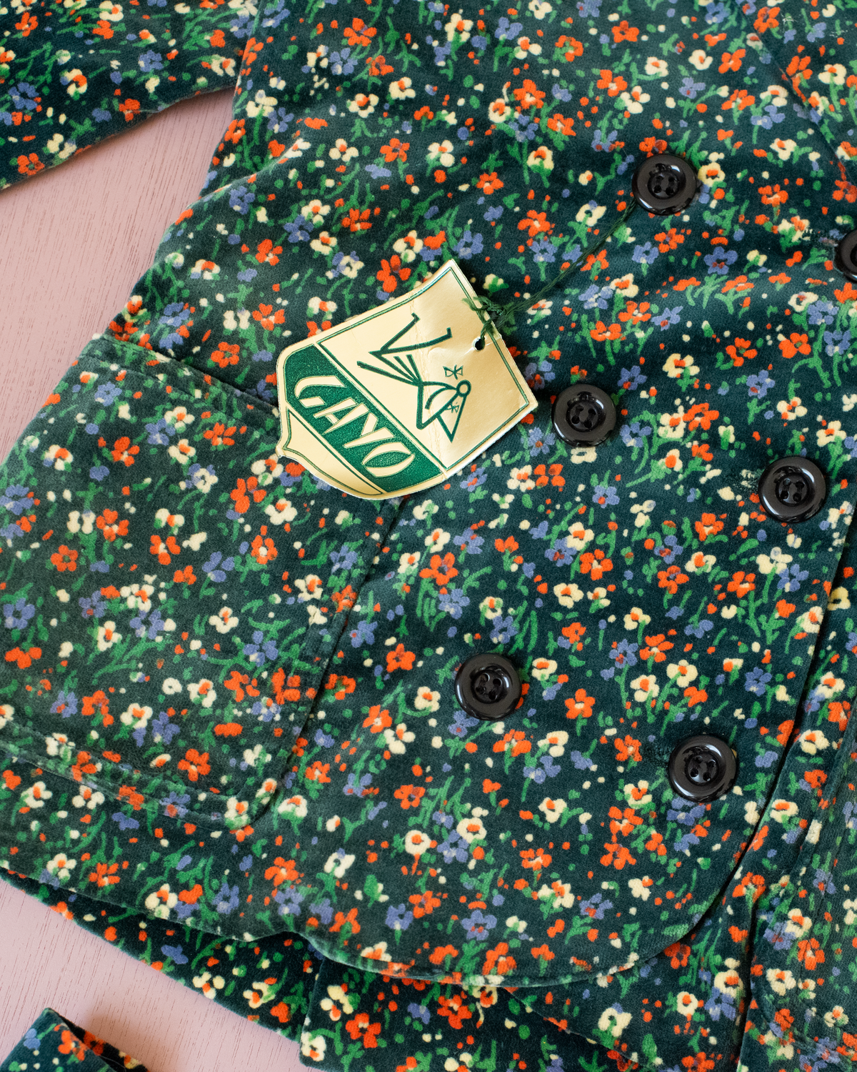 Floral velvet set | Belgian dead stock from the 70s | 5-6 years