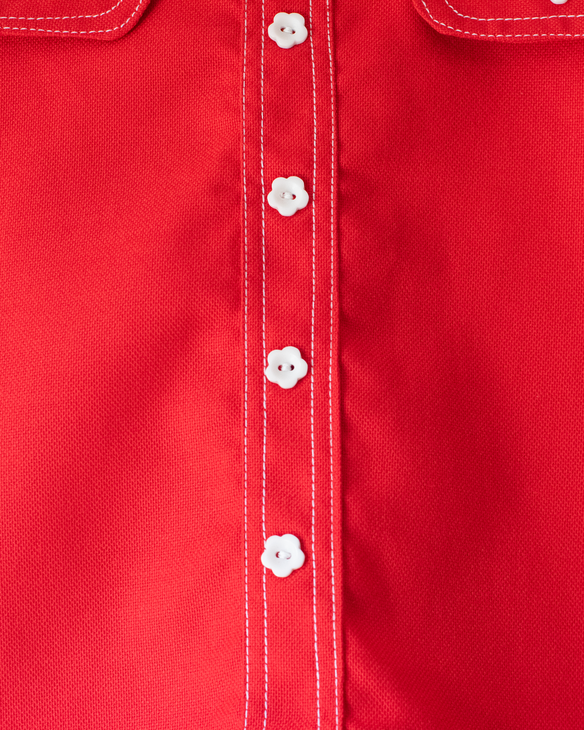 Red Seventies skirt with flower buttons | 8-9 years 