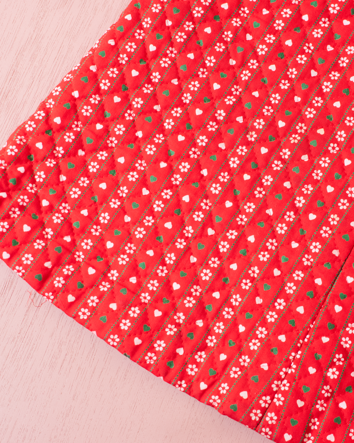 Italian cardigan and sarafan set in red with flowers and hearts | 9-10 years