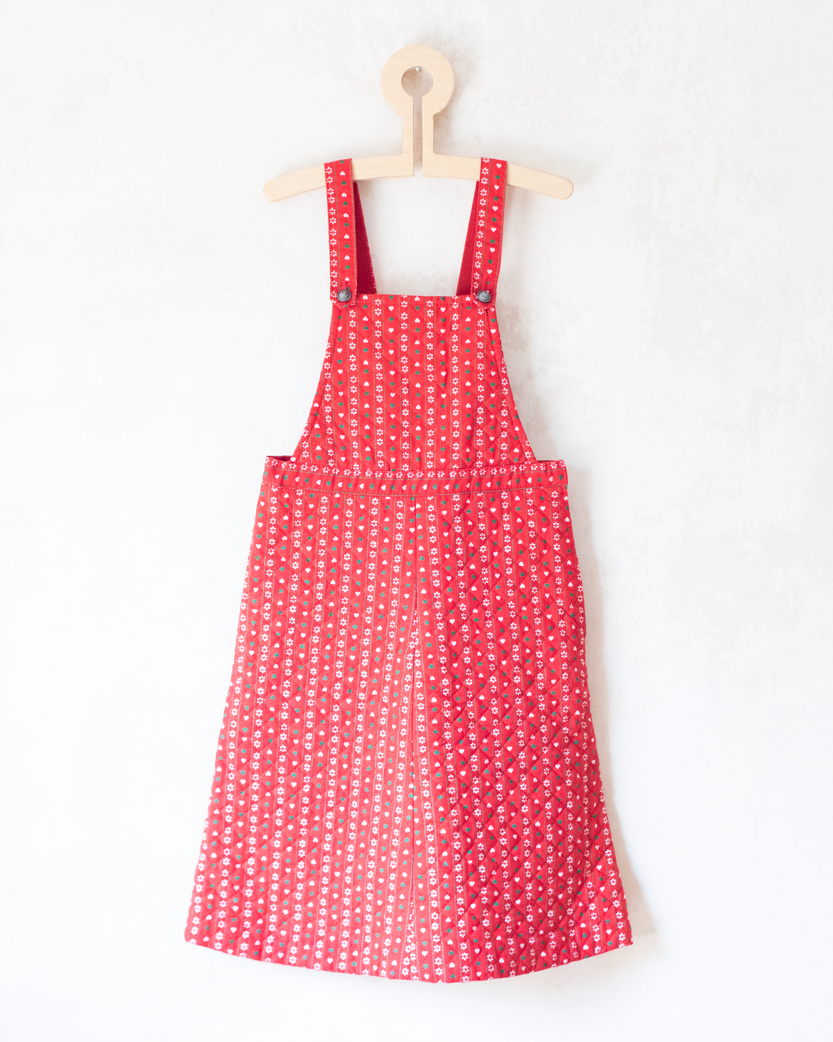 Italian cardigan and sarafan set in red with flowers and hearts | 9-10 years