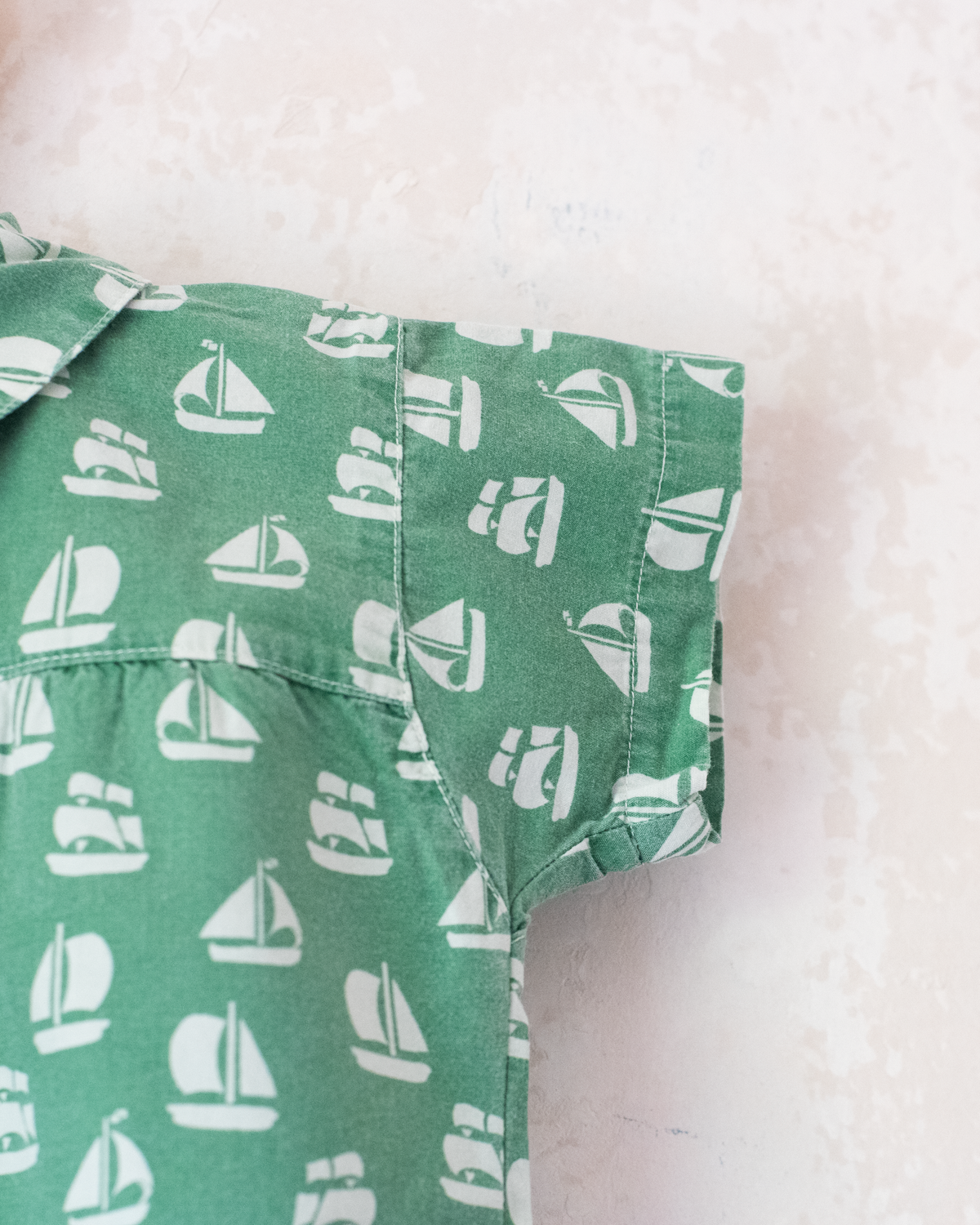 Green overalls with sailboats | 3-6 months
