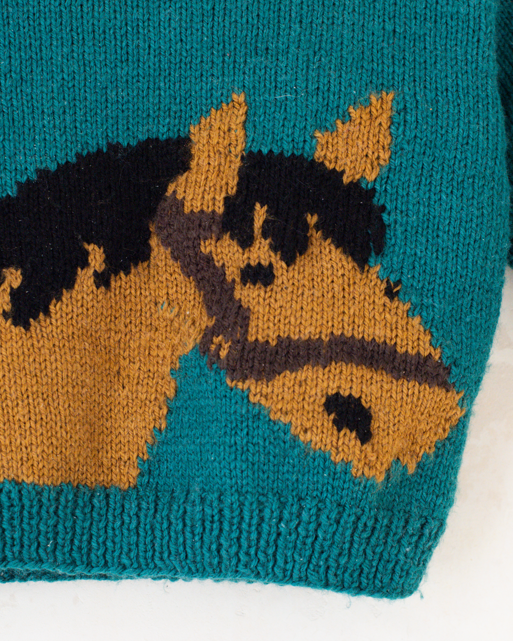 סוודר צמר ירוק עם סוס | 12-18 חודשים